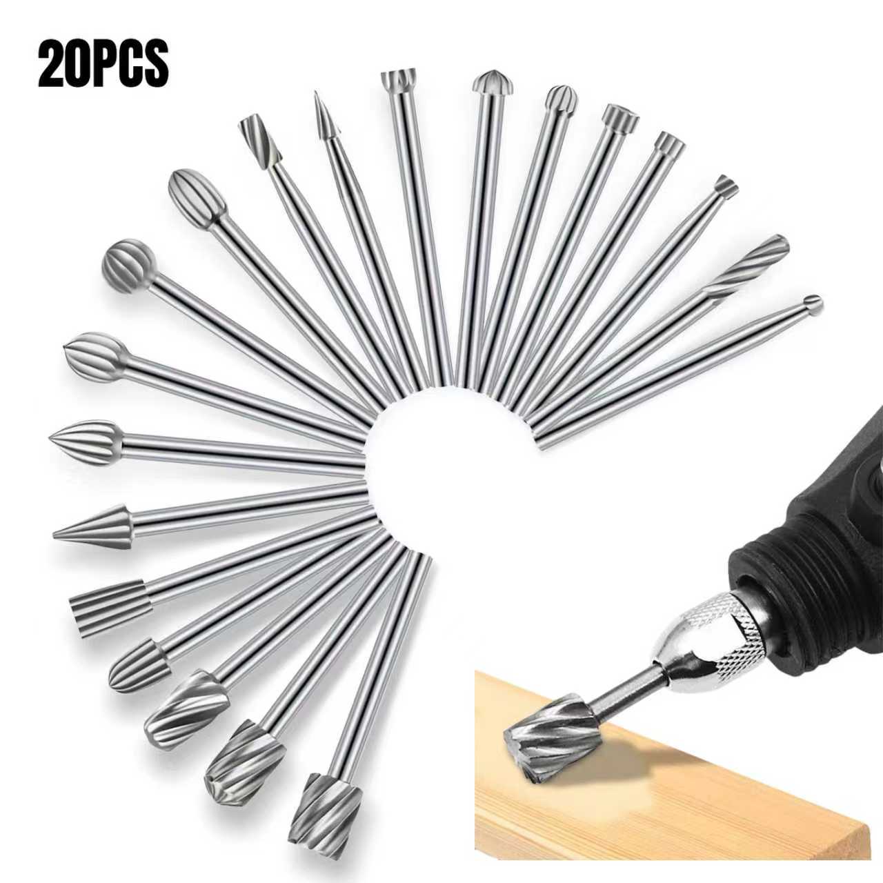 Wood Chisel Set - Conjunto de 20 Peças de Brocas
